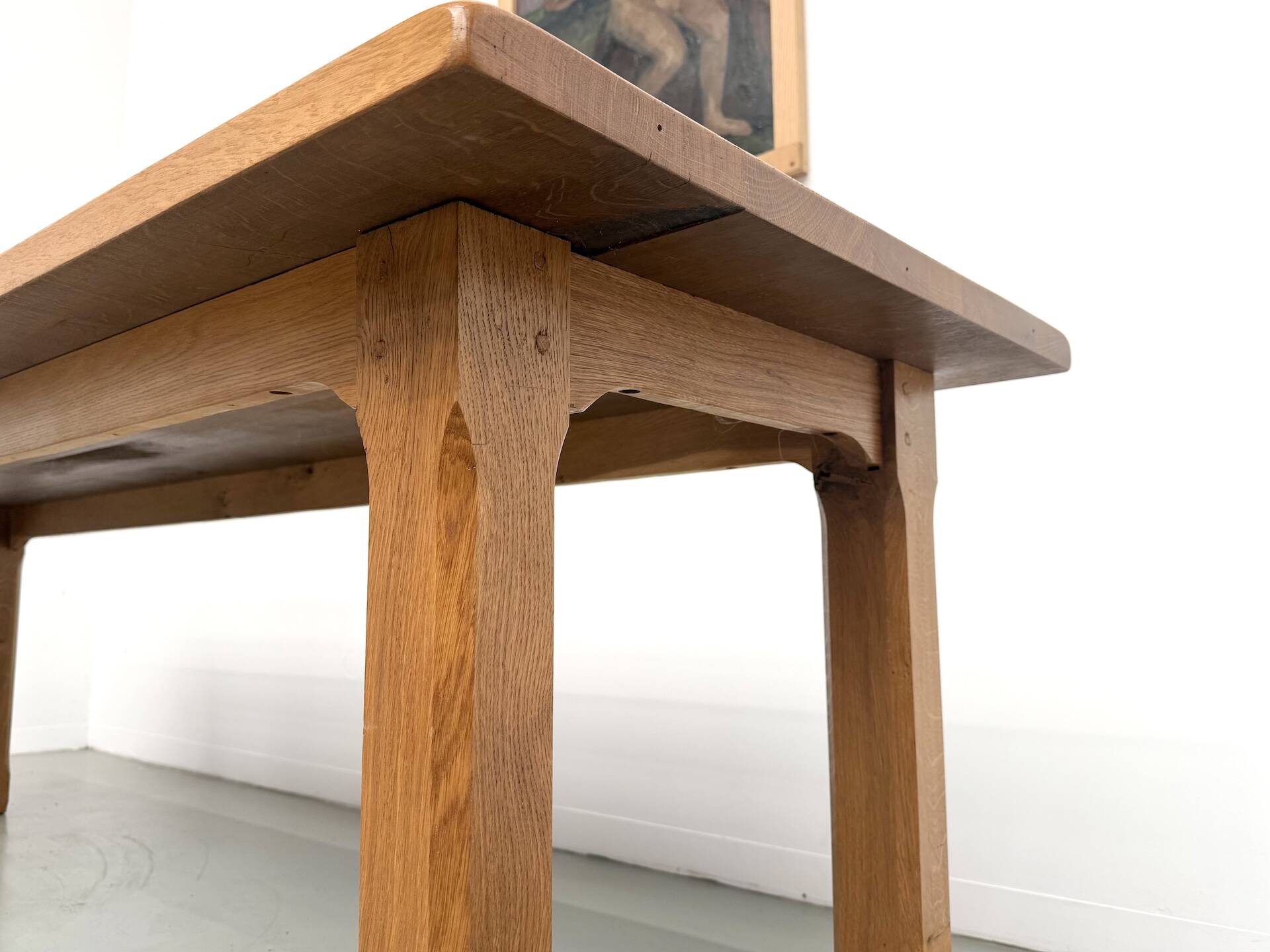 XL brutalist dining table in solid oak