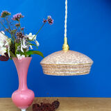 Vintage pink and gold clichy glass lampshade pendant light