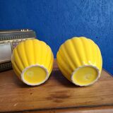 Paire de vase en émail jaune citron