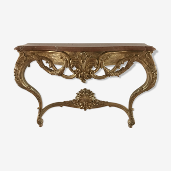 Console in gilded wood of style Louis XV 1970