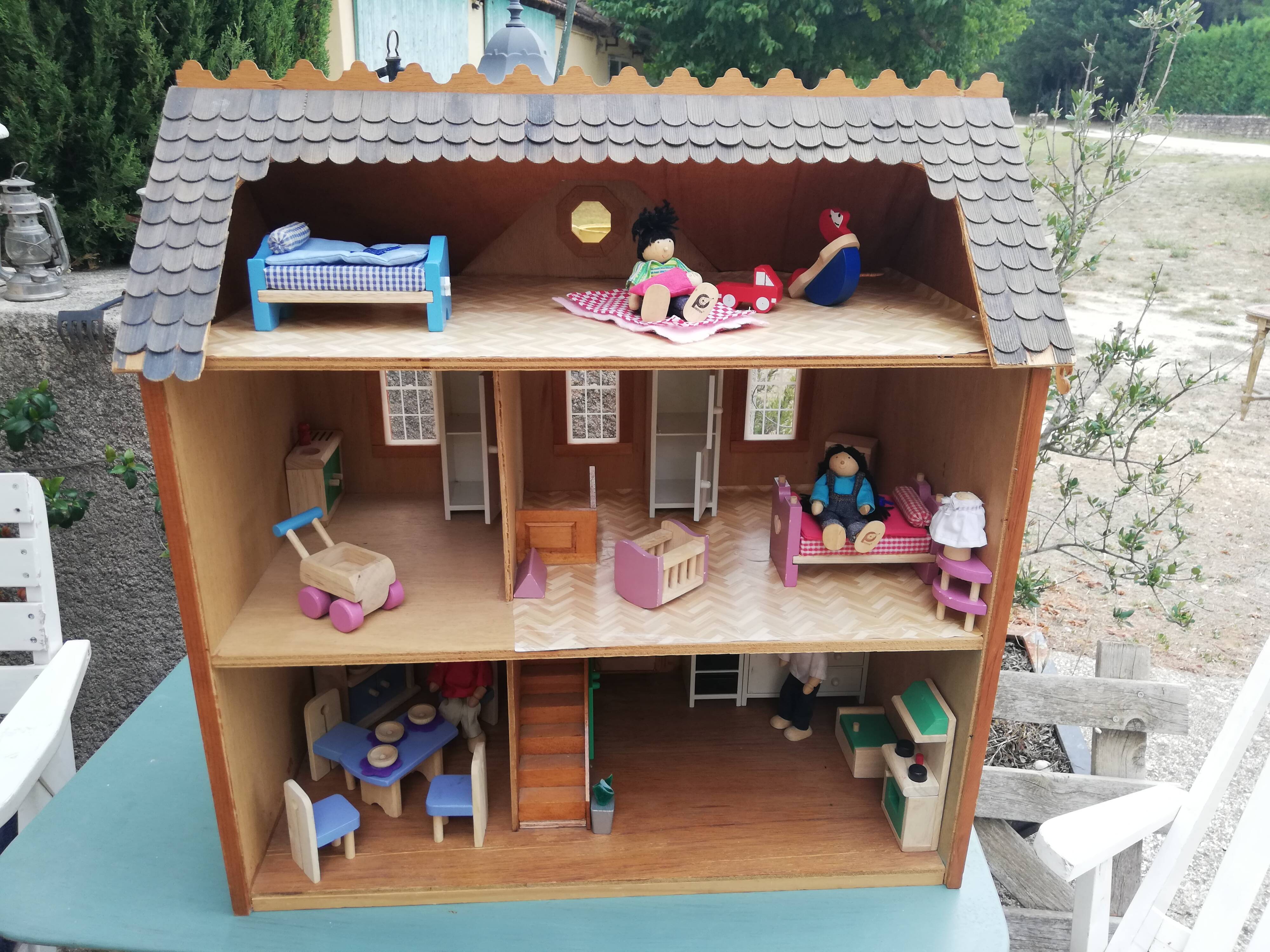Vintage wooden dollhouse