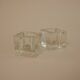 Square glass candlestick pair