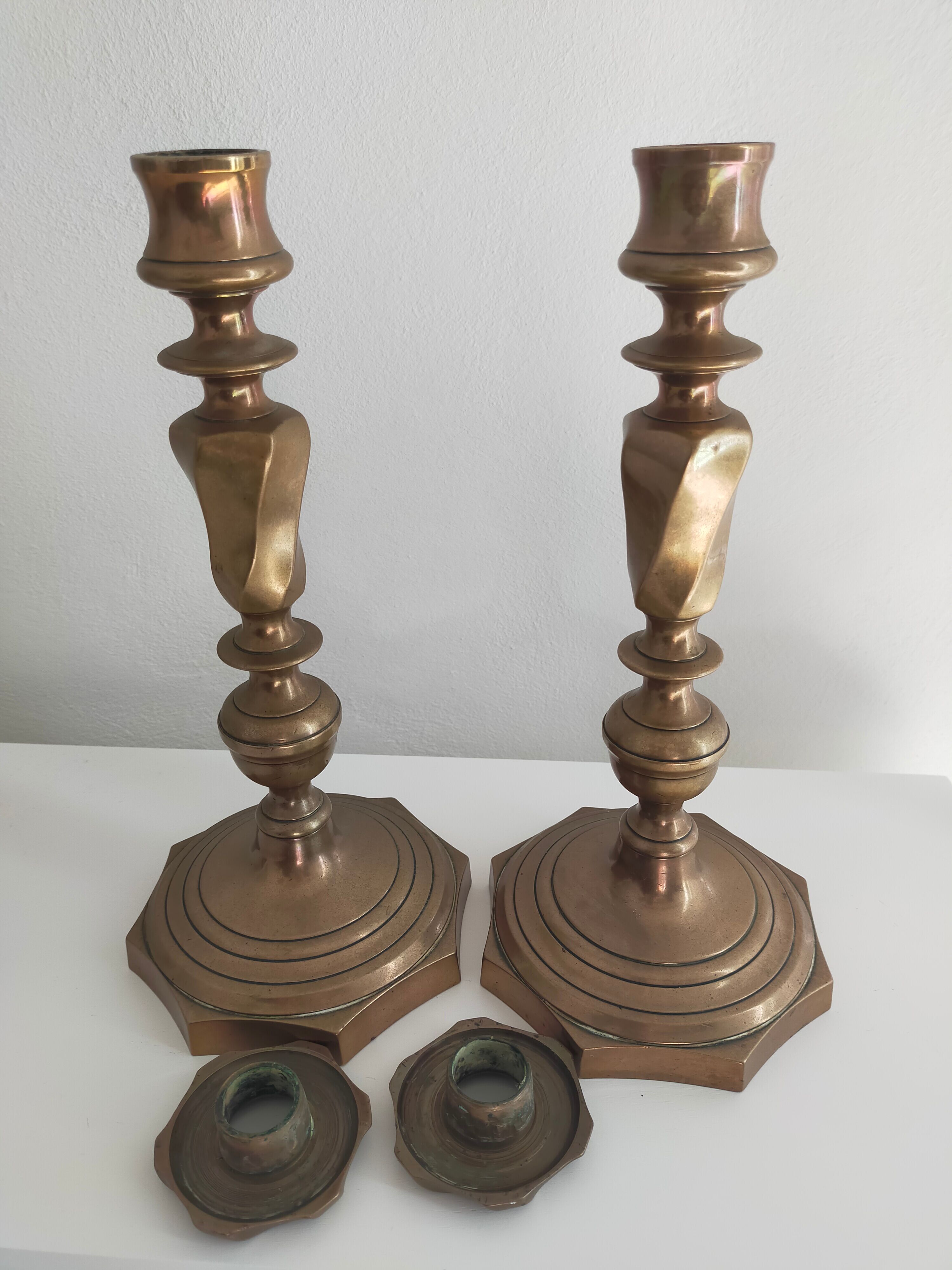Pair of candlesticks in bronze 19th century