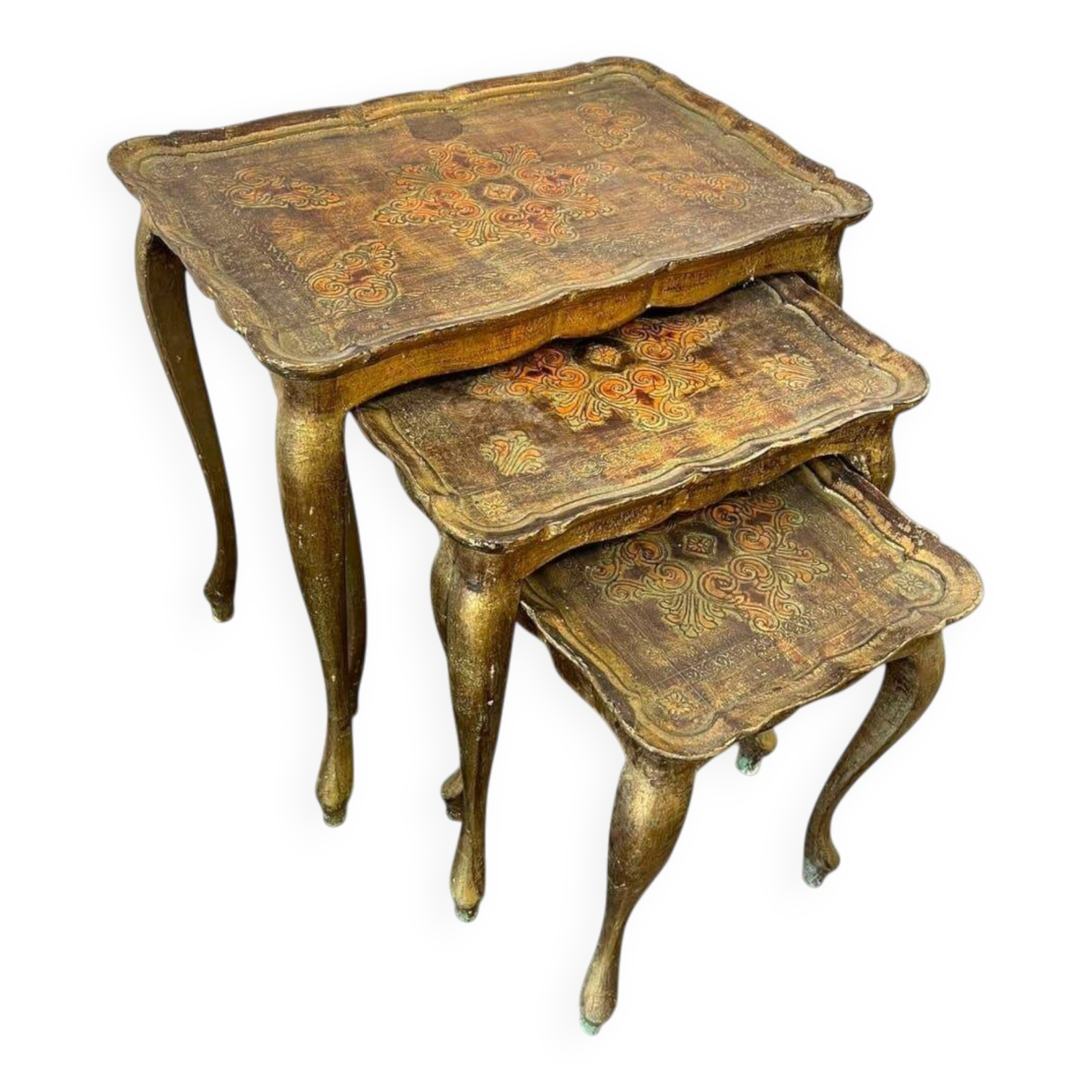 Set of 3 vintage Florentine nesting tables.