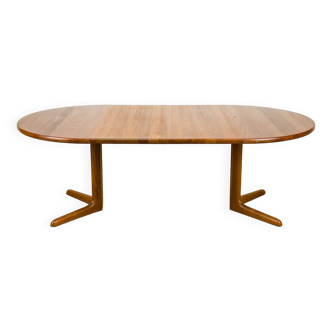 Danish Round Teak Dining Table with Extensions, 1970s