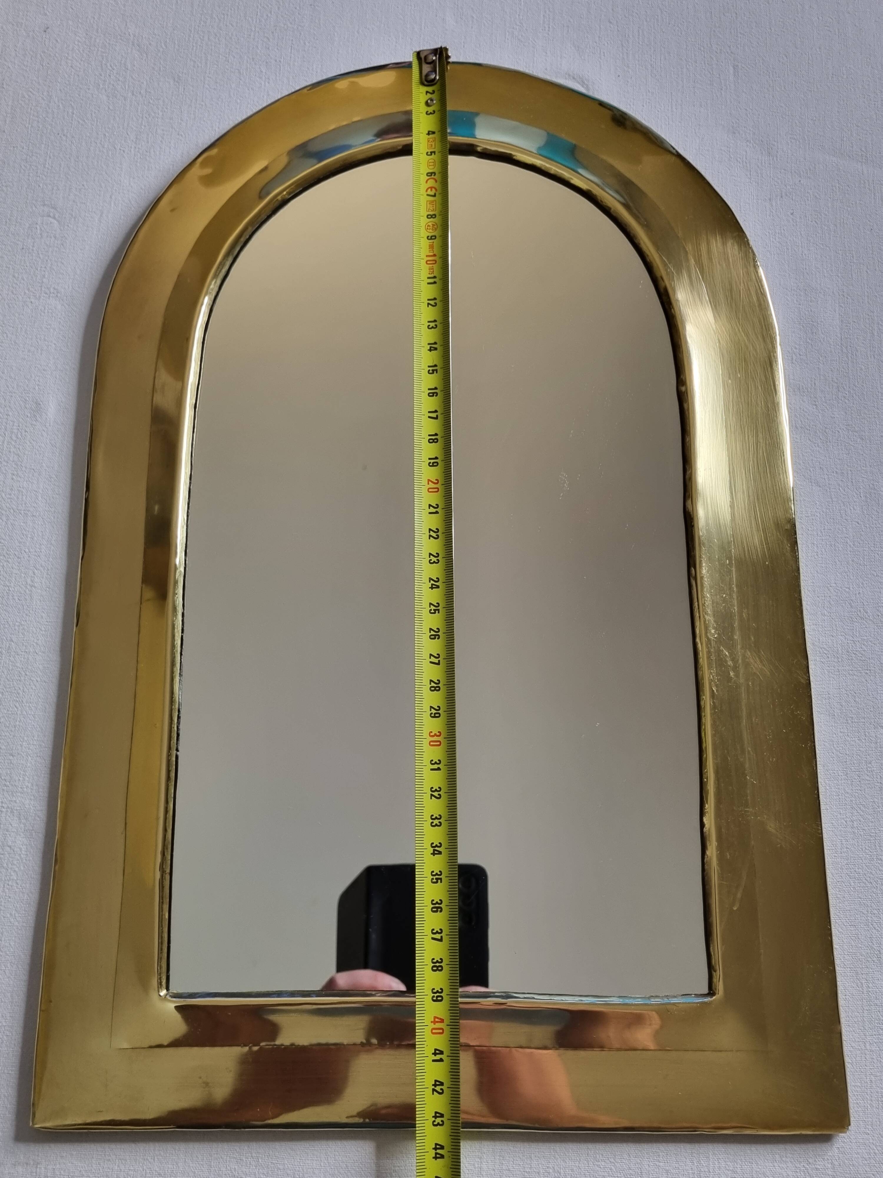 Vintage Moroccan Brass Mirror, Arch Shape, 43 x 28 cm, Stamped