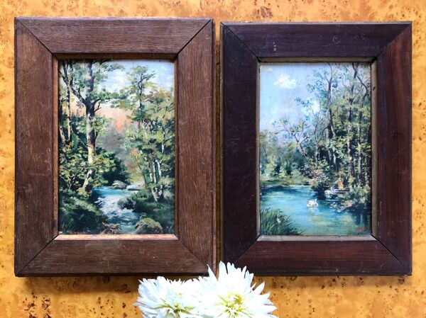 Paire de tableaux du 19e