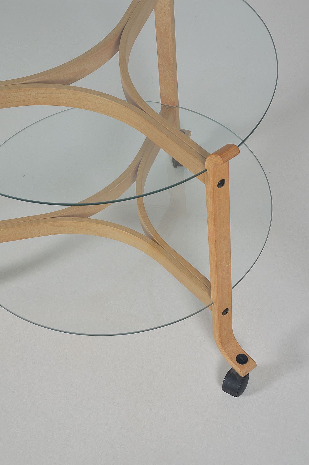 Danish trolley in beech with glass, 1970s