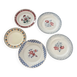 Vintage set of 5 Badonviller Luneville plates and others