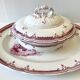 Vegetable dish, Fine Earthenware, Paris, France, Pink Crests, B&Cie Barluet, Creil