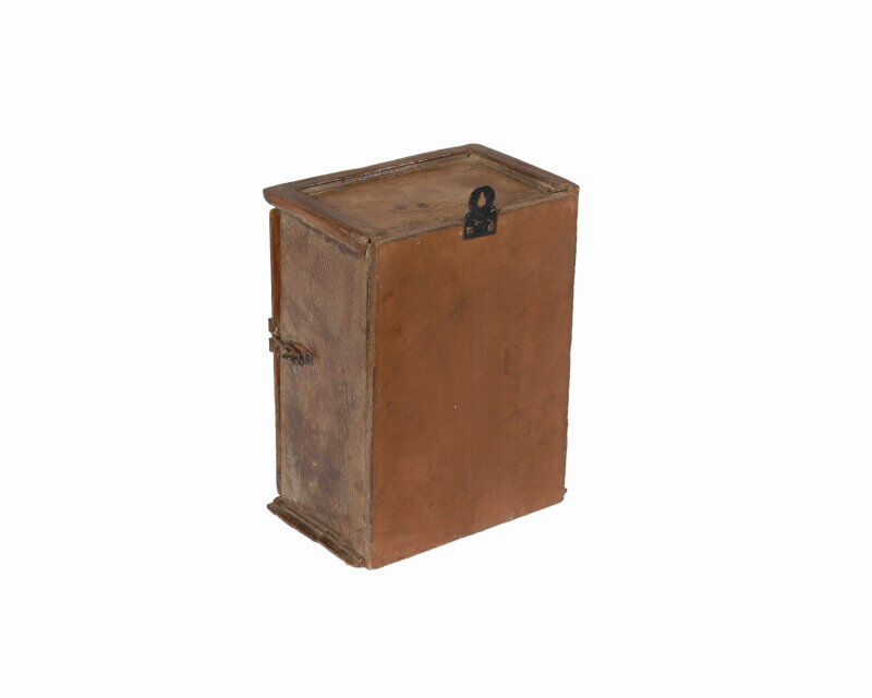 Little old wall showcase box has clock patina of origin india