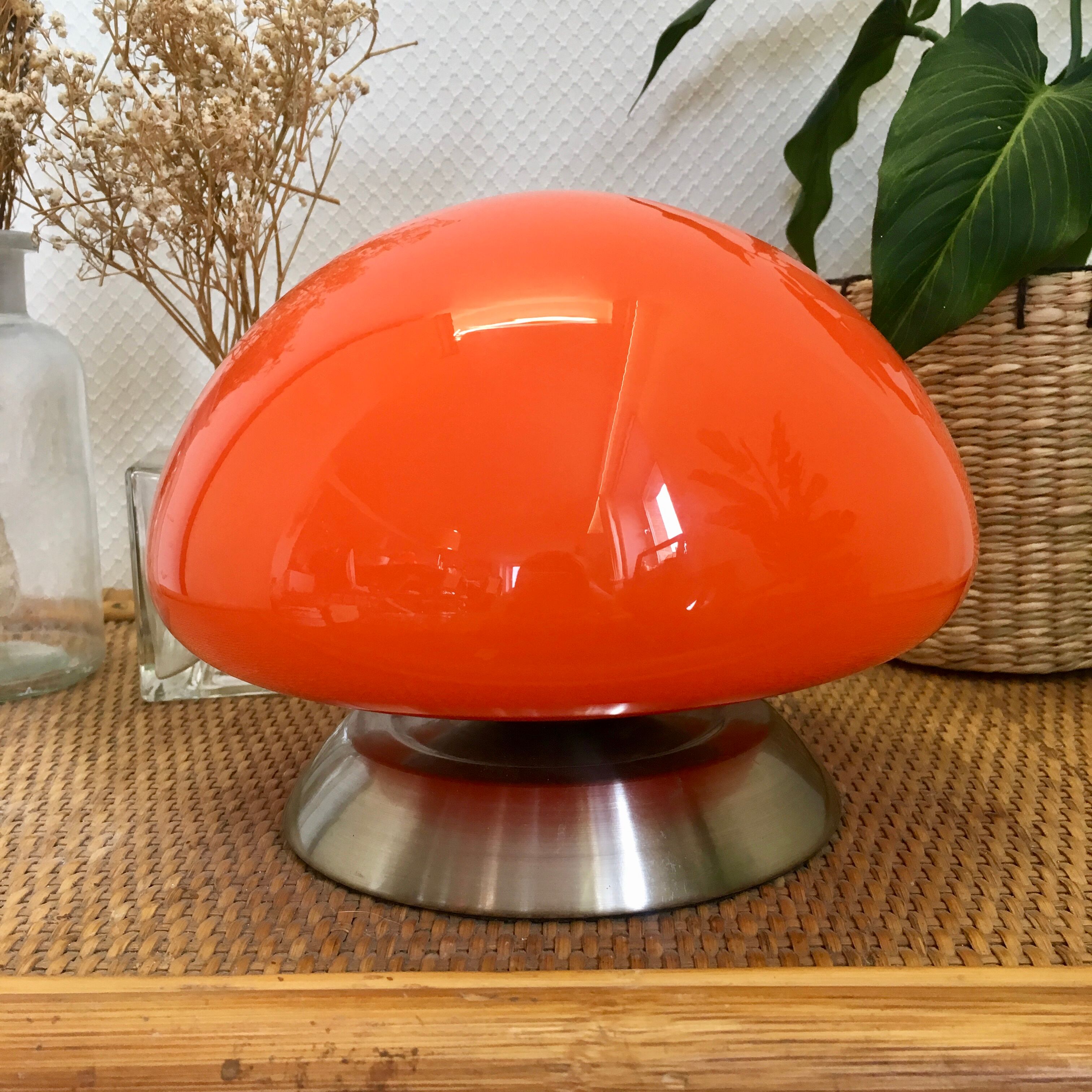 Vintage lamp 1960 in orange opaline