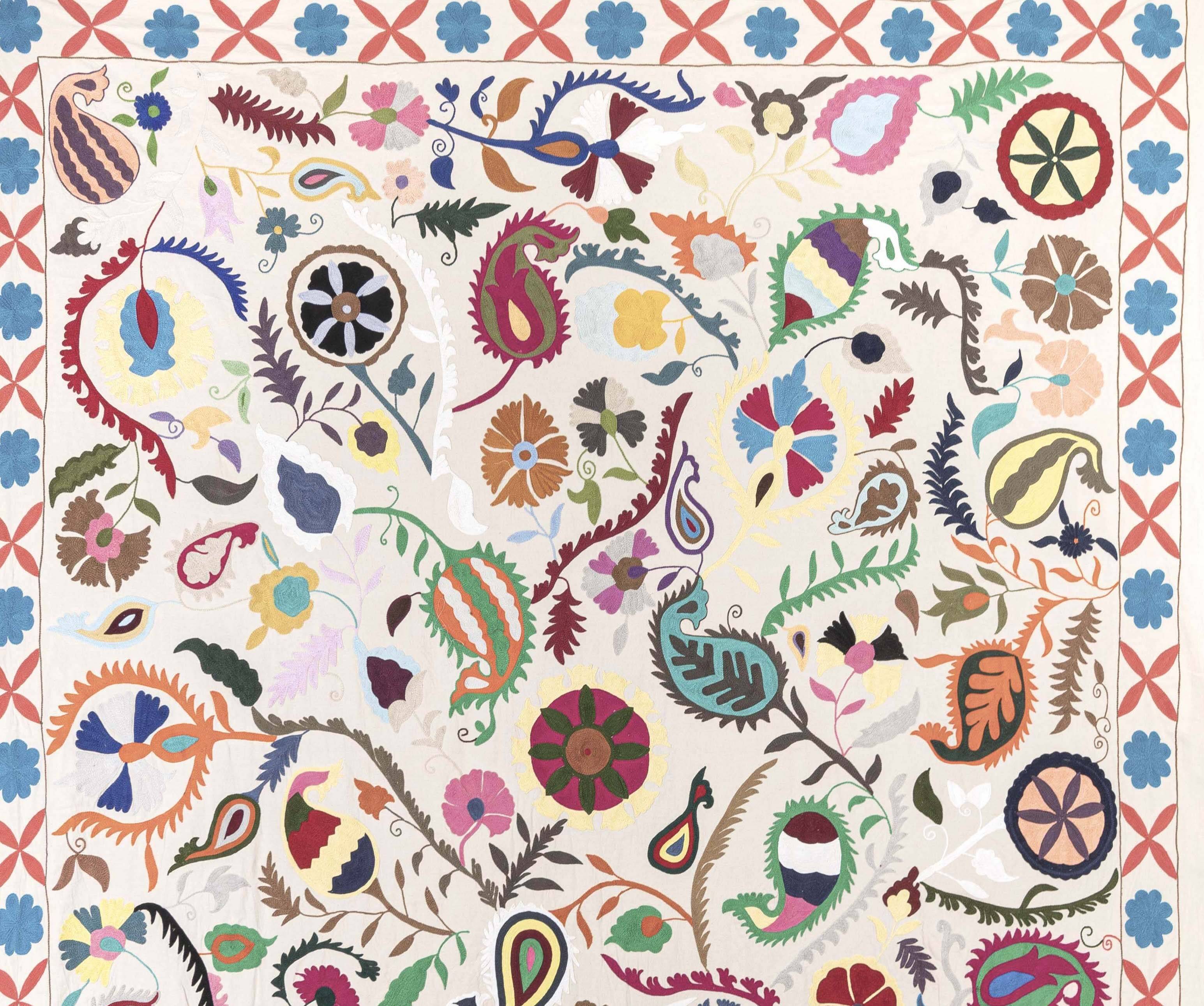Textile suzani hand embroidered 260 x 230 cm