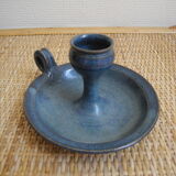 Old candlestick signed terracotta vintage candle holder
