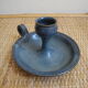 Old candlestick signed terracotta vintage candle holder