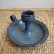 Old candlestick signed terracotta vintage candle holder