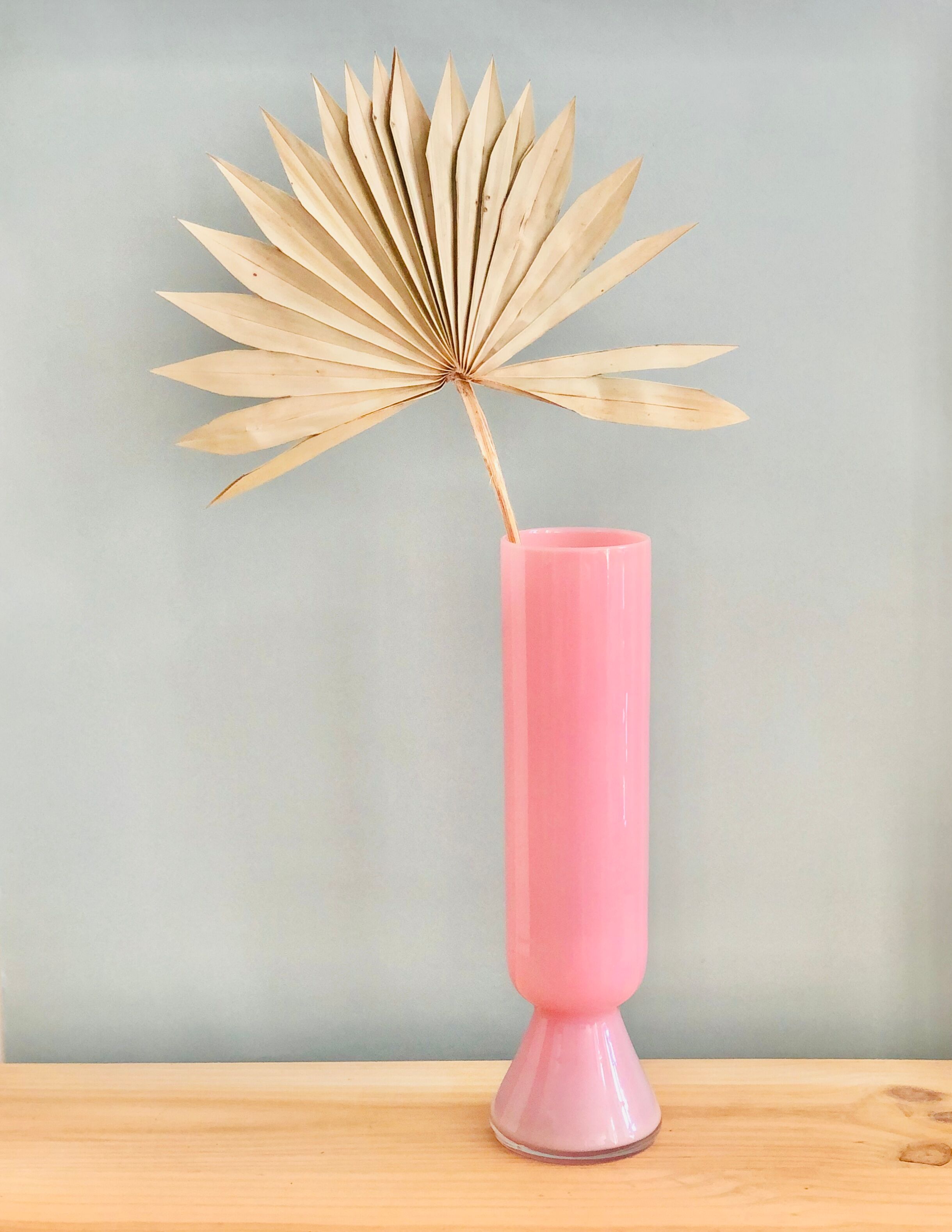 Large vintage vase in pink opaline H40cm