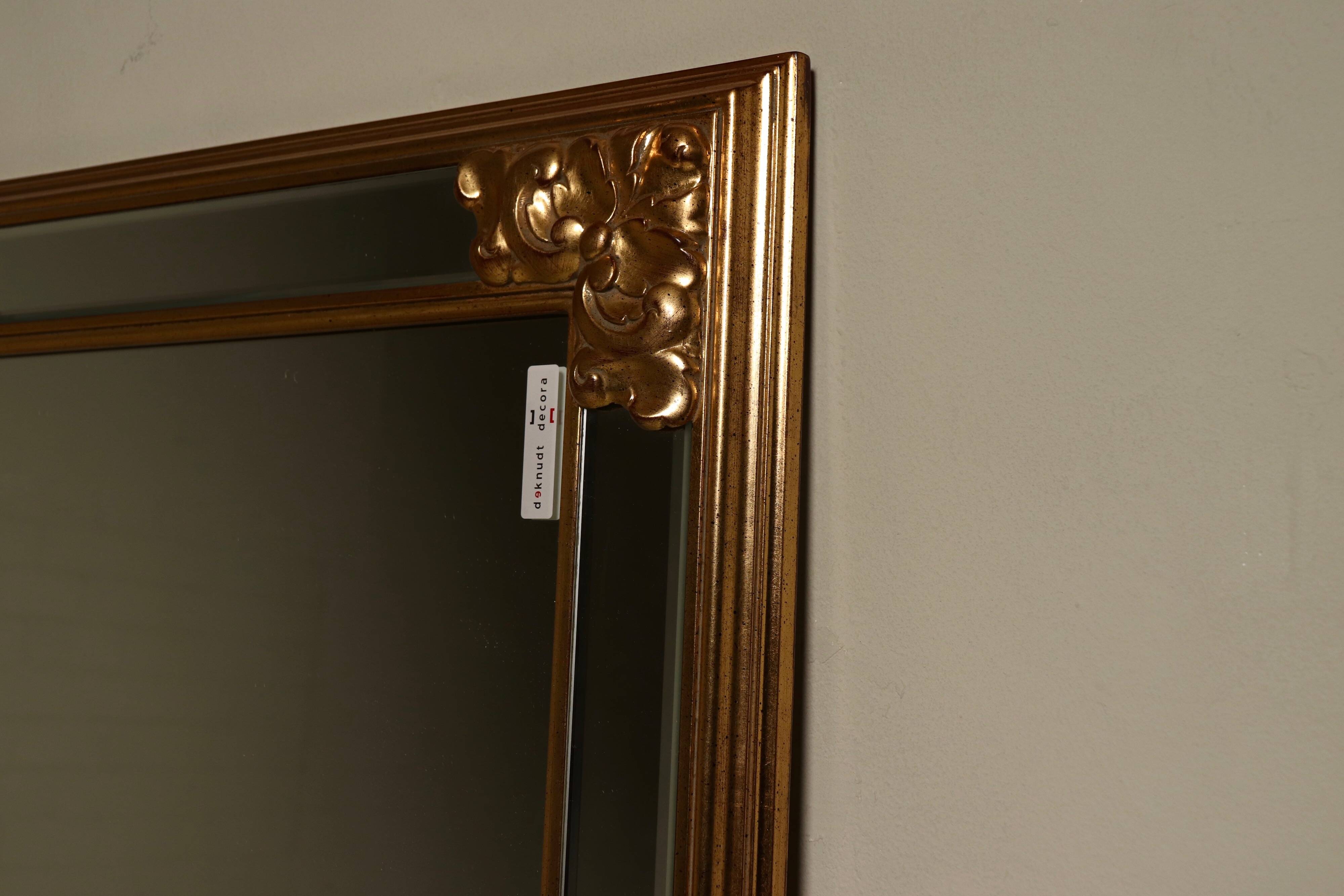 Large Revival Mirror in Gilded Resin by Deknudt Belgium 1980s