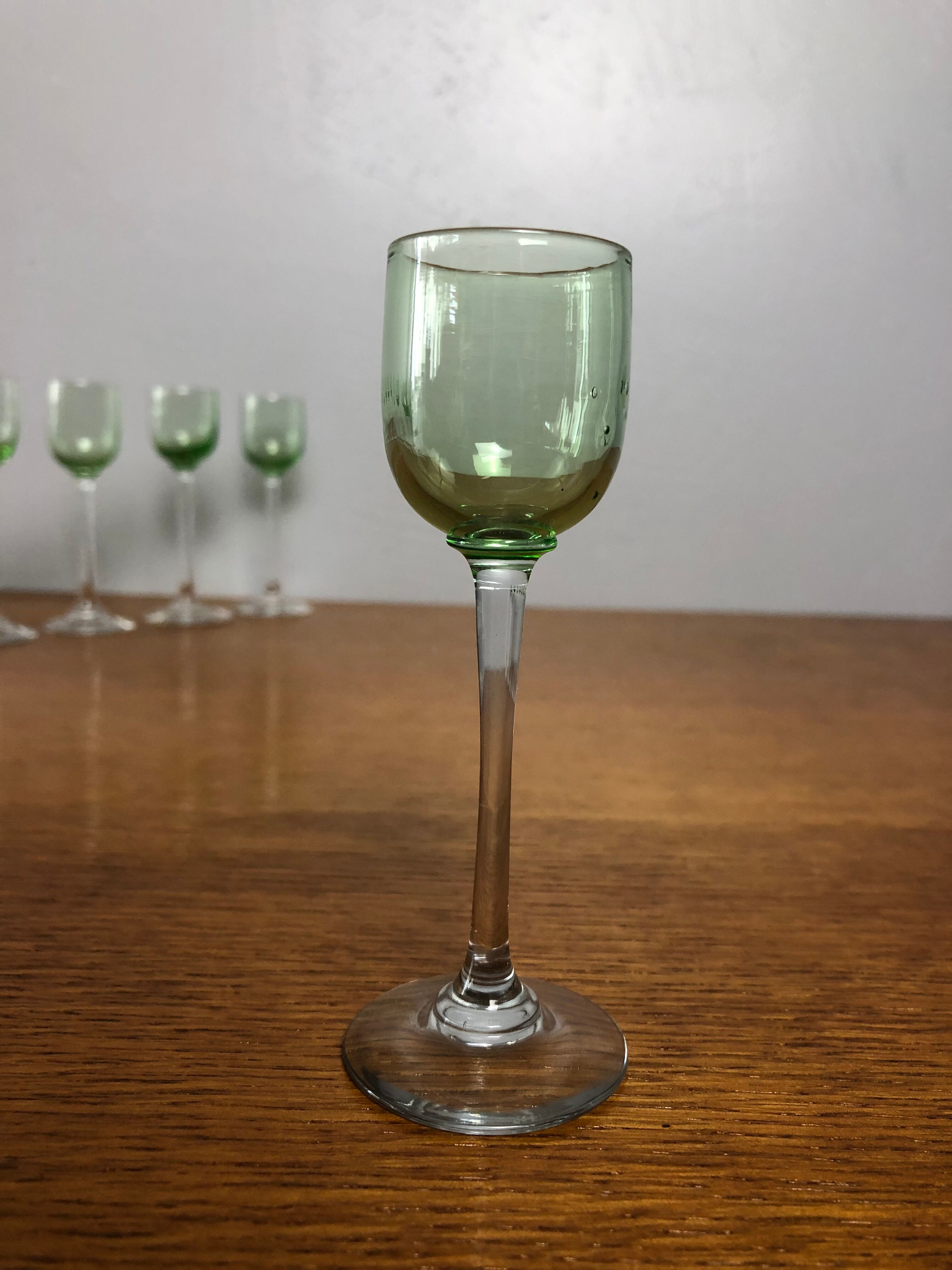 9 liquor glasses early xx th