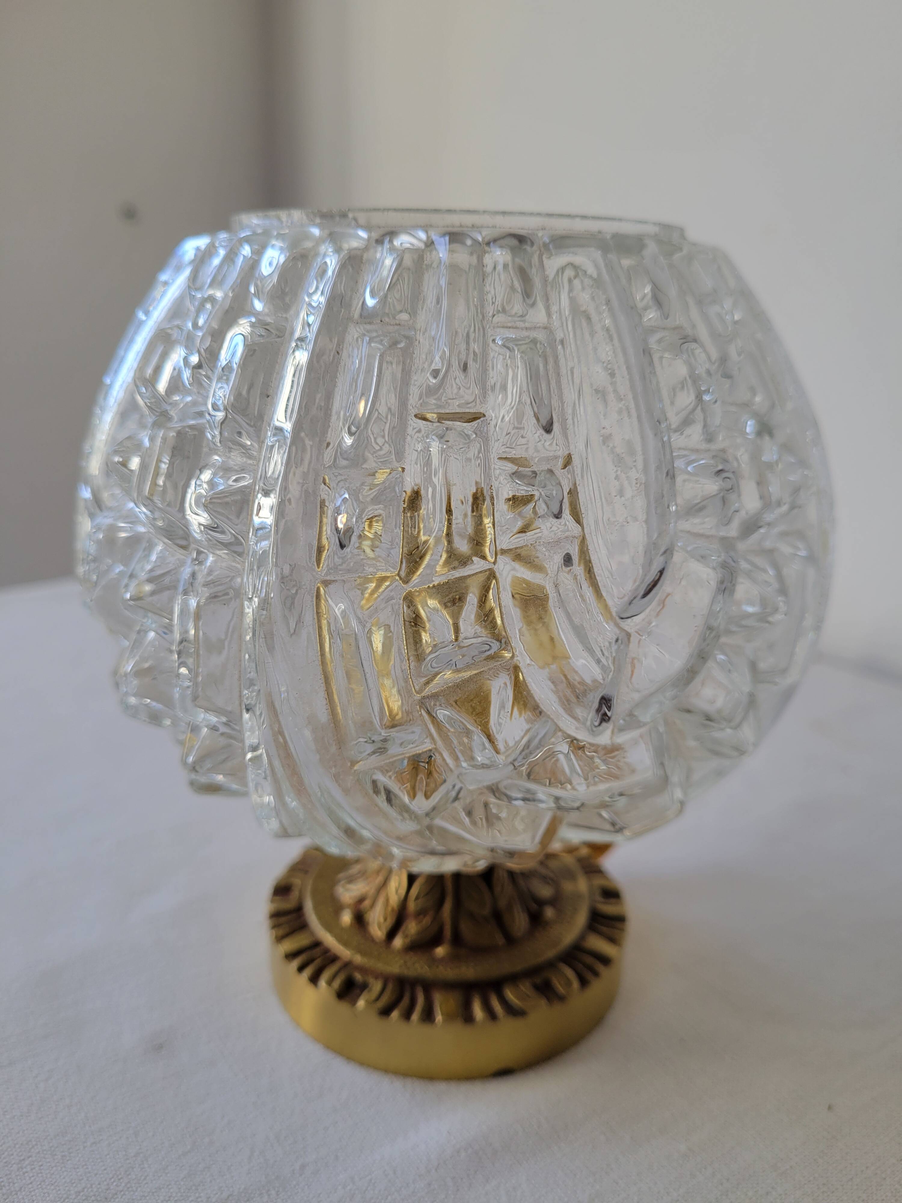 Art Deco bronze and glass lamp