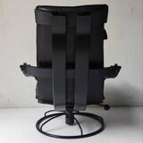 Black leather armchair by Åke Fribytter for Nelo möbel from the 70s
