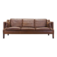 Canapé en cuir marron, design danois, années 1970, production : Danemark
