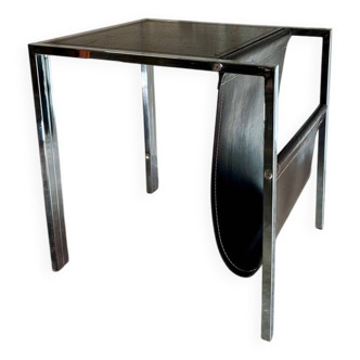 Vintage design magazine rack in chrome metal