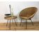 Table d'appoint 1950 osier et métal portative