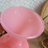 Pink opaline soliflore vase and vintage transparent foot