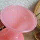 Pink opaline soliflore vase and vintage transparent foot