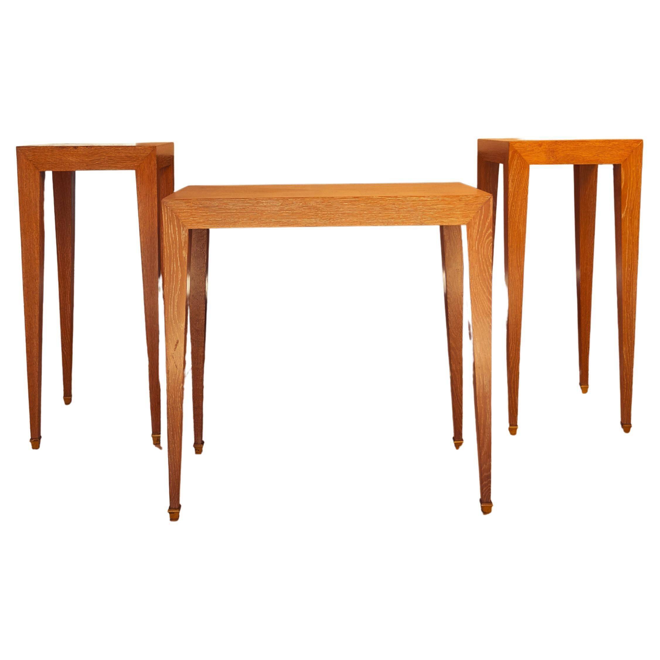 Set of 3 Pedestals and Console Table by Jacques Grange, France, 1973