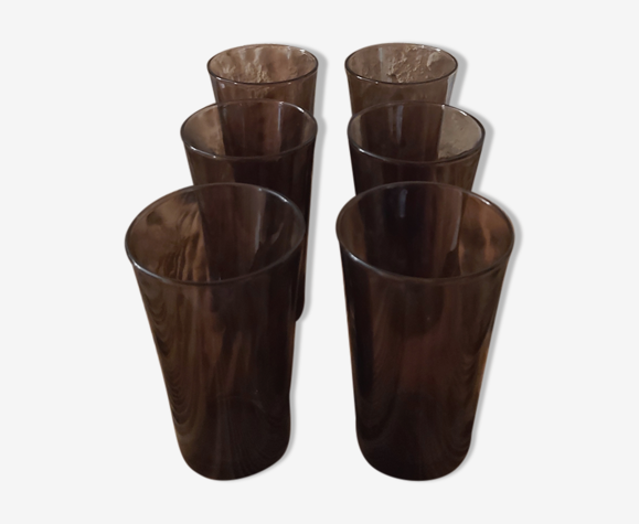 Lot de 6 verres à orangeade verre marron ambré Duralex