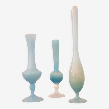 Trio soliflore opaline bleu