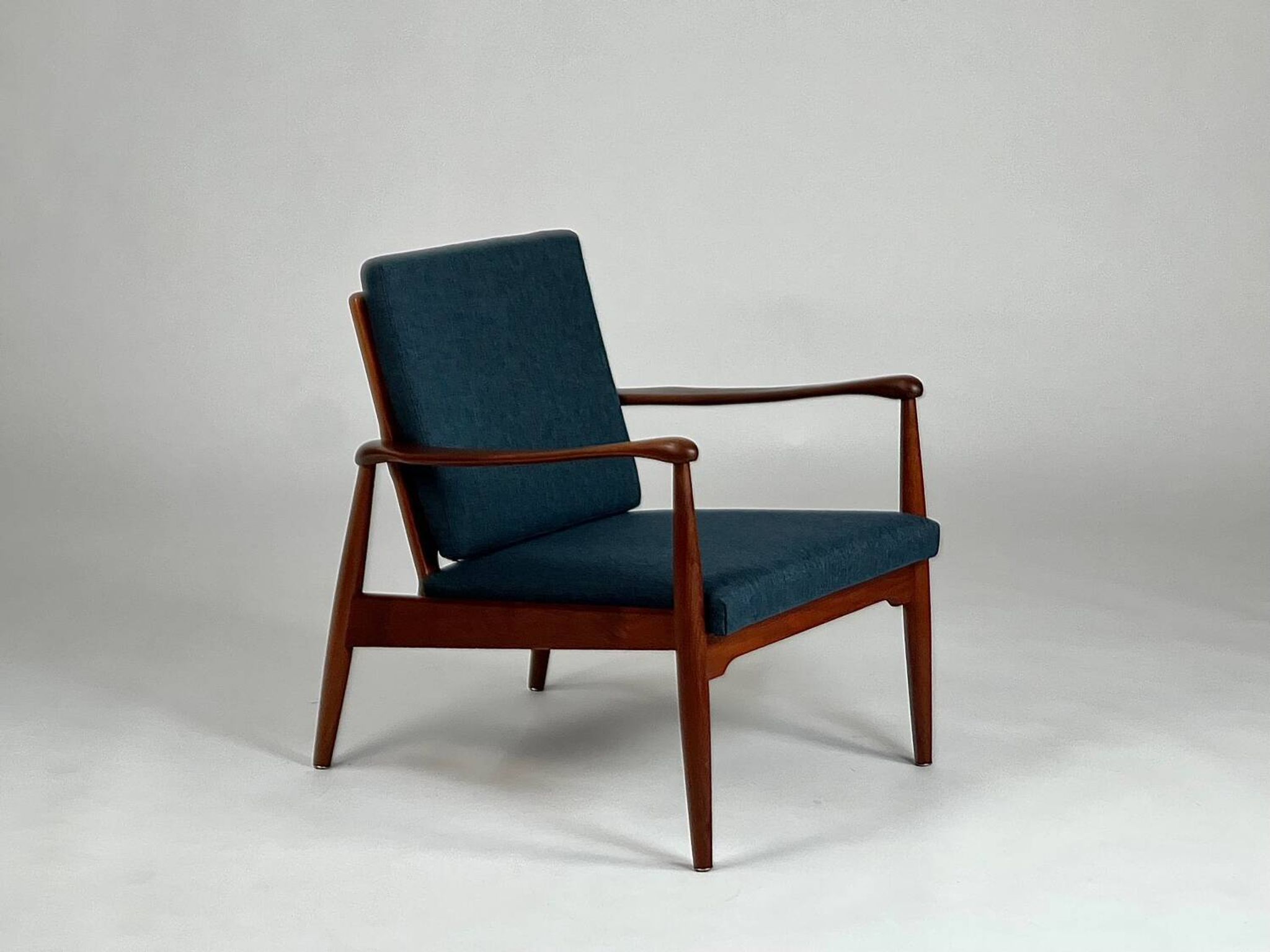 Mid-century teak armchair easy chair reupholstered 60s vintage