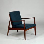 Mid-century teak armchair easy chair reupholstered 60s vintage