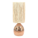 Ceramic lamp by Georges Pelletier, raffia lampshade