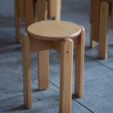 Set of 20 lacquered beech stools 1960