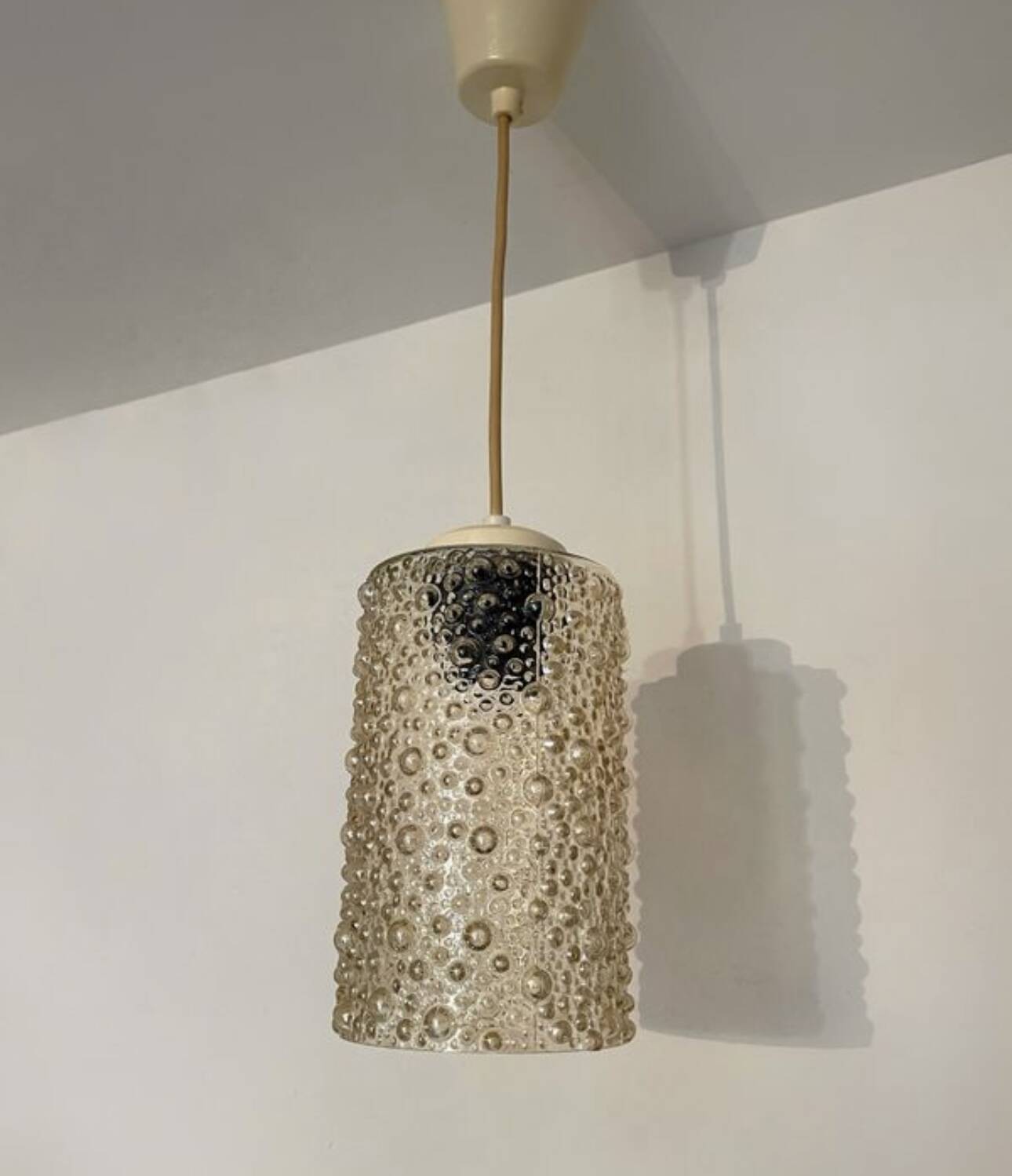 Amber bubble glass pendant light from the 60s