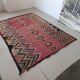 Tapis kilim ancien dans des tons rose
