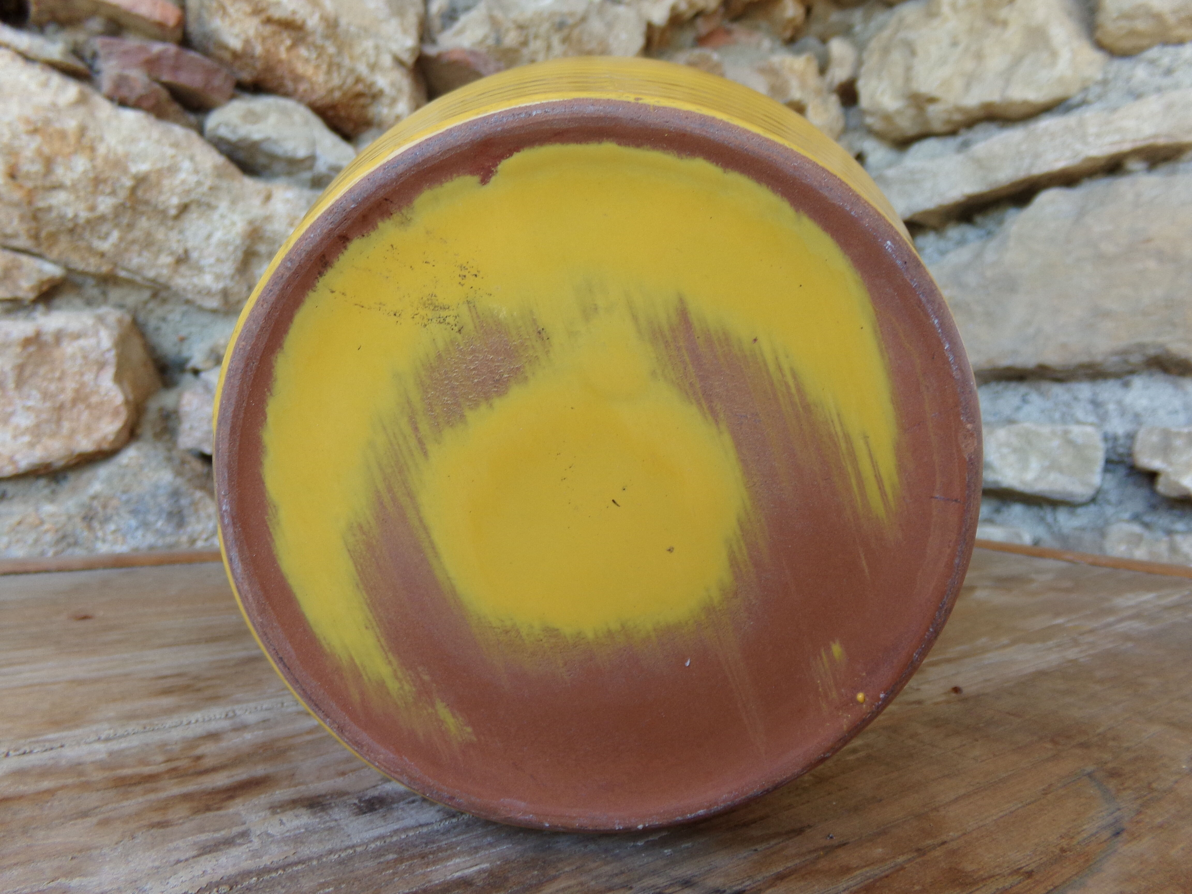 Yellow glazed earth vase