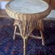 Circular bamboo and faux marble coffee or wine table, 1960s