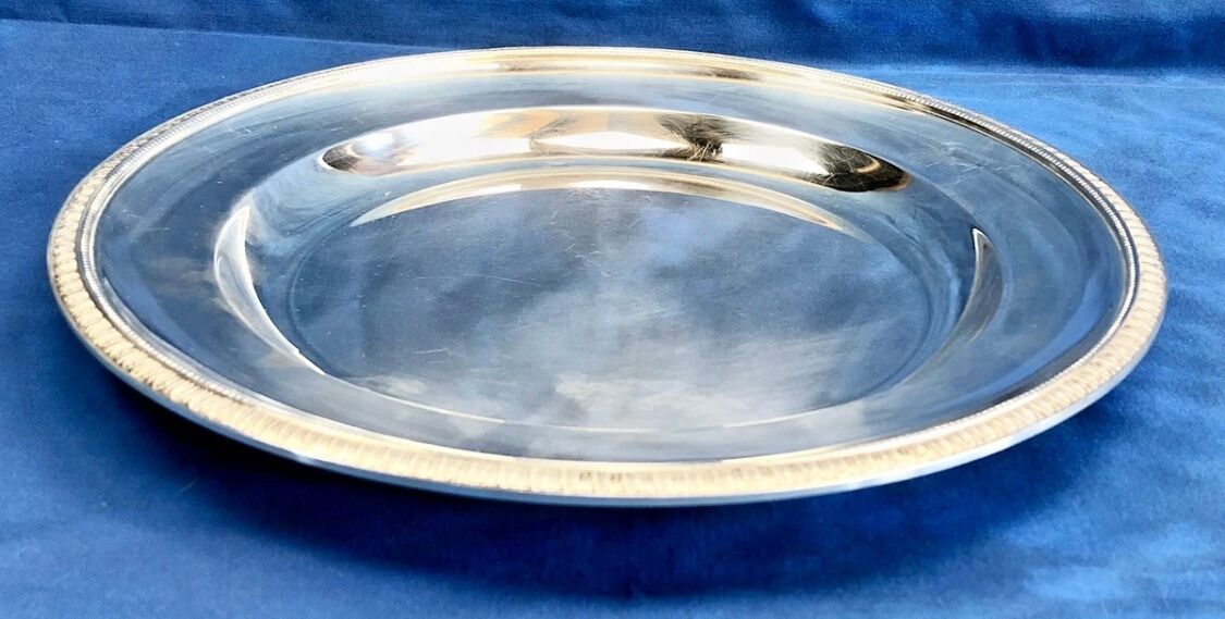 Round semi-hollow plate silver-plated Gallia Christofle Malmaison Empire