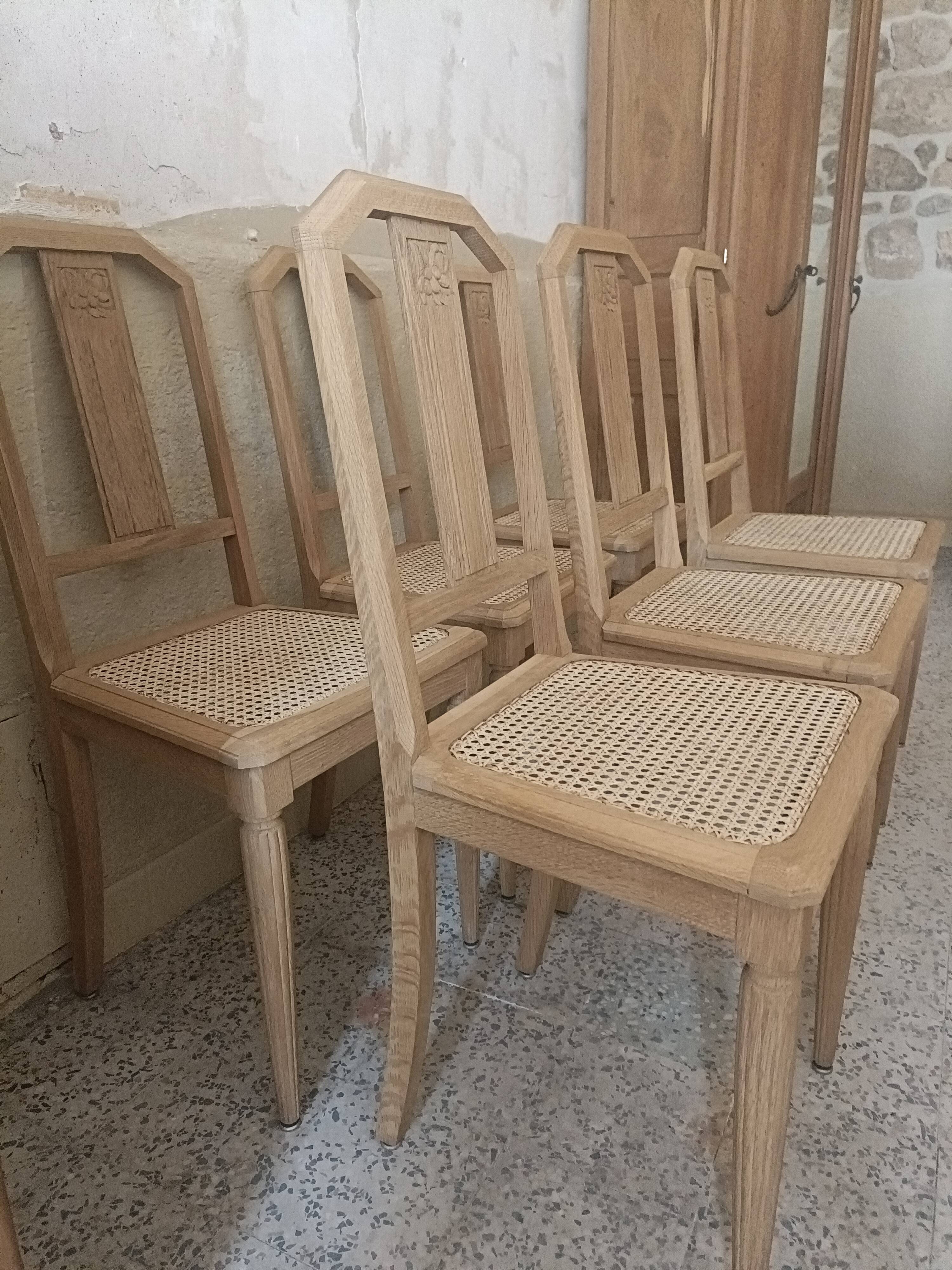 6 chaises cannées art déco rénovées