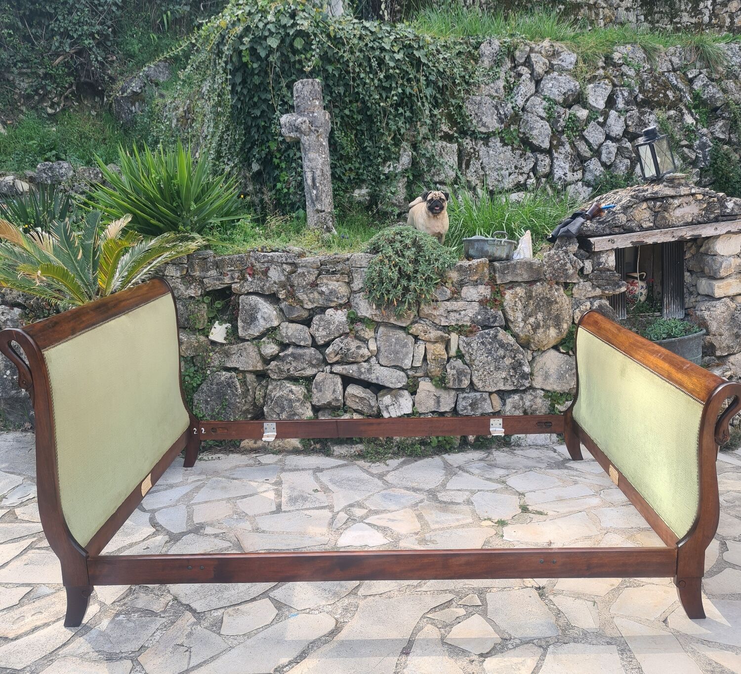 Mahogany empire bed with gooseneck 140x190