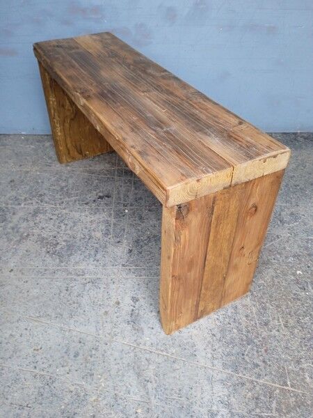 Old patinated solid wood bench 100cm