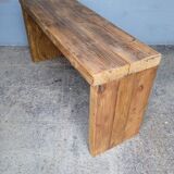 Old patinated solid wood bench 100cm