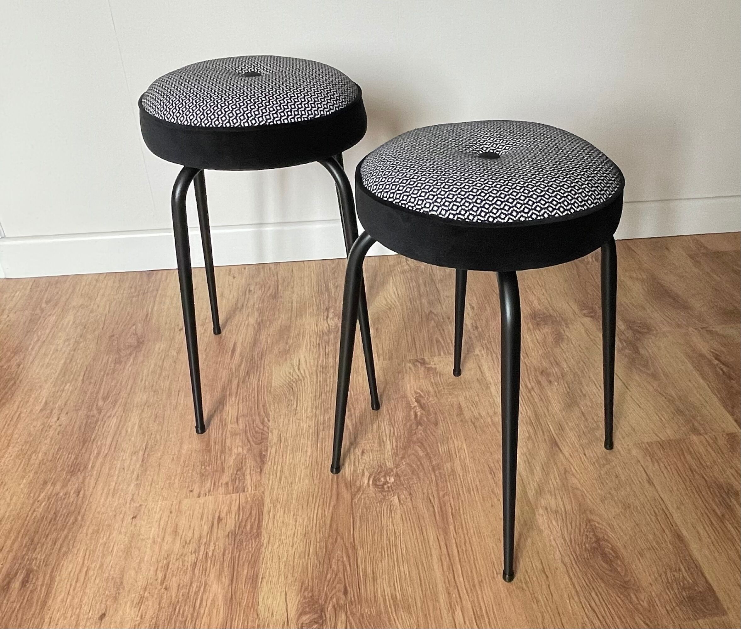Black and white stools