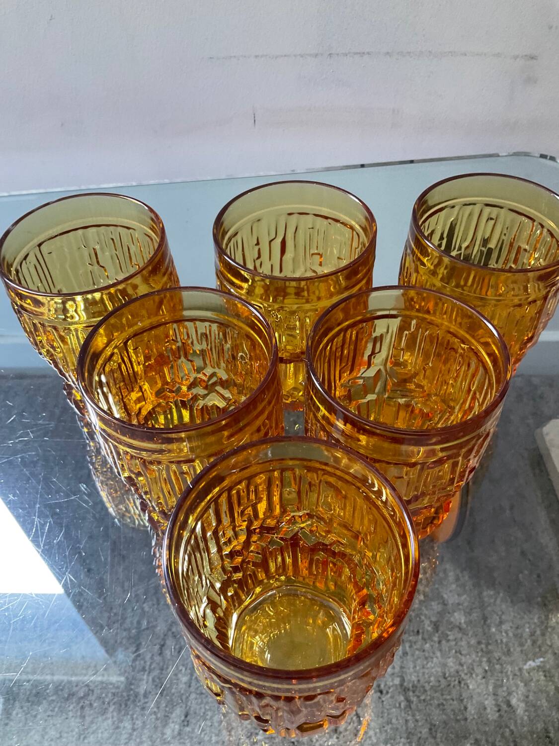 Series of 6 glasses and carafe from the 70s Italy