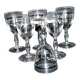 Set of 6 vintage stemmed glasses in glass cut with drops 11.5cm