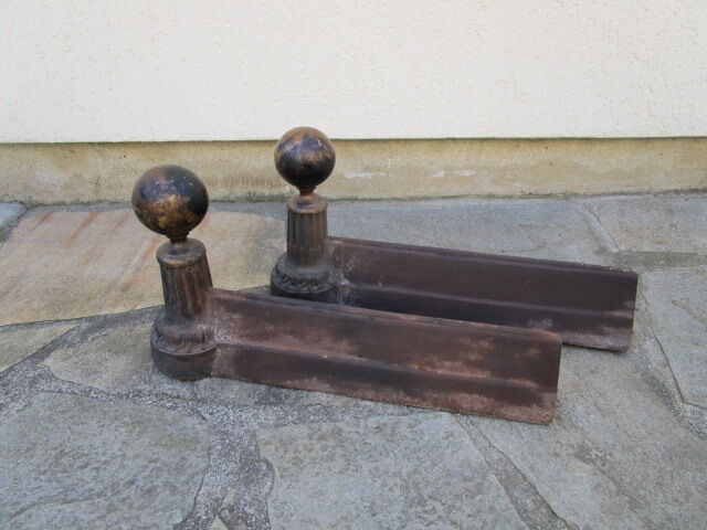 Pair of old cast-and-brass chenets